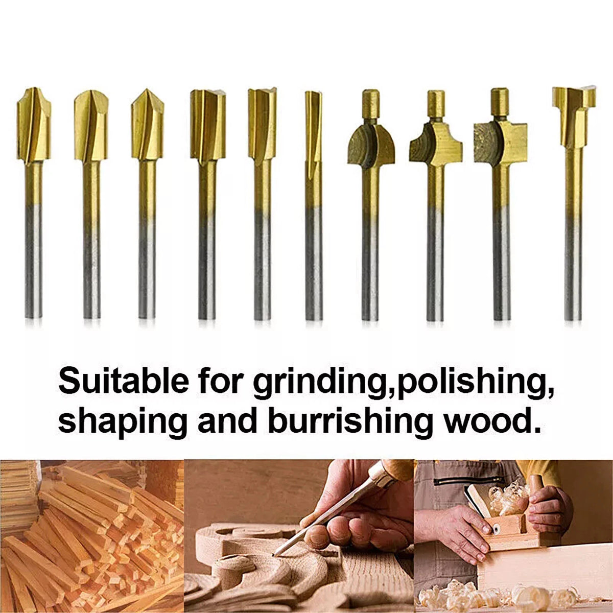 3MM Titanium Mini Hss Router Bits Trimmer Shank For Dremel Rotary Tool 10Pcs