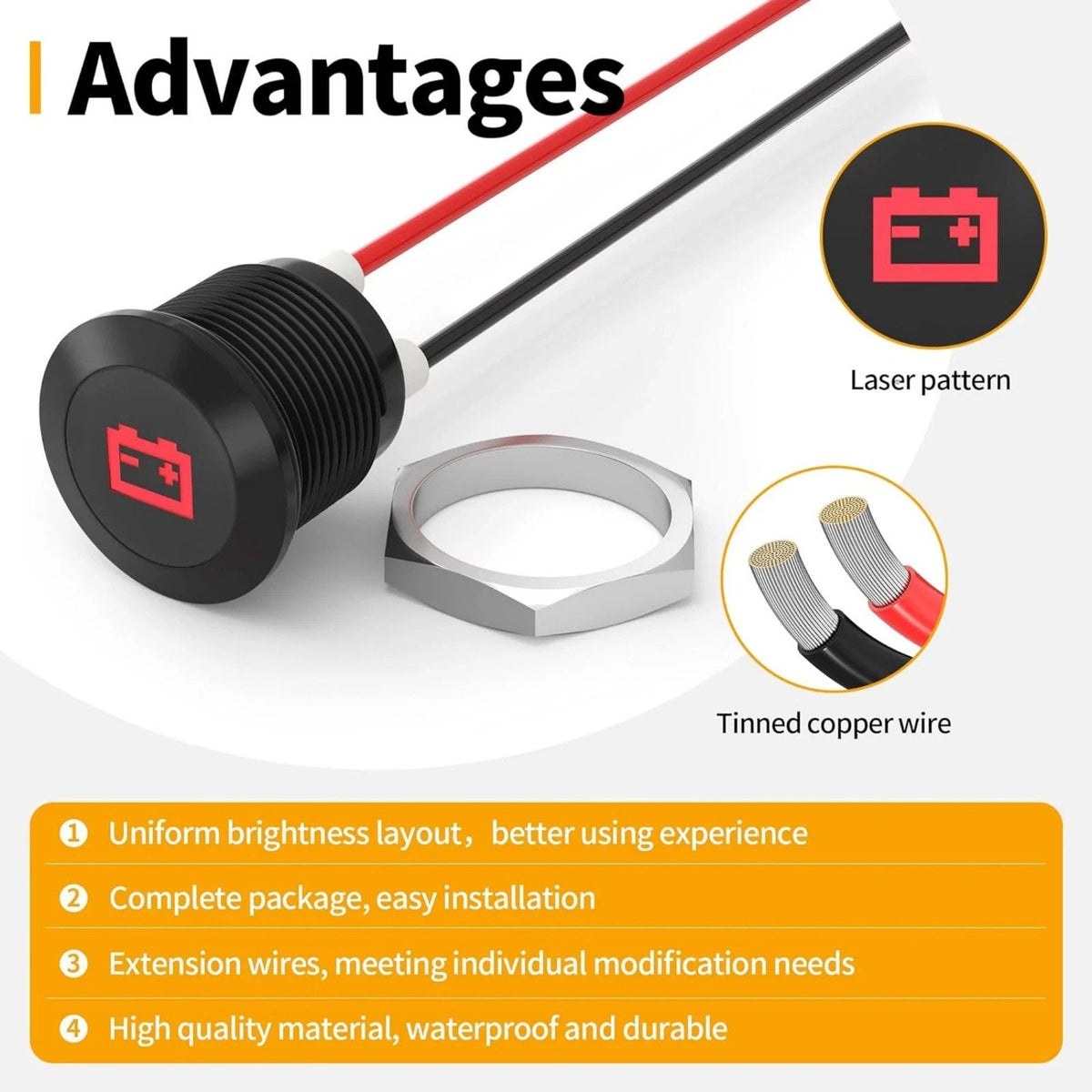 Waterproof Dashboard Indicator Set DC 12V 24V LED Warning Lights Automotive