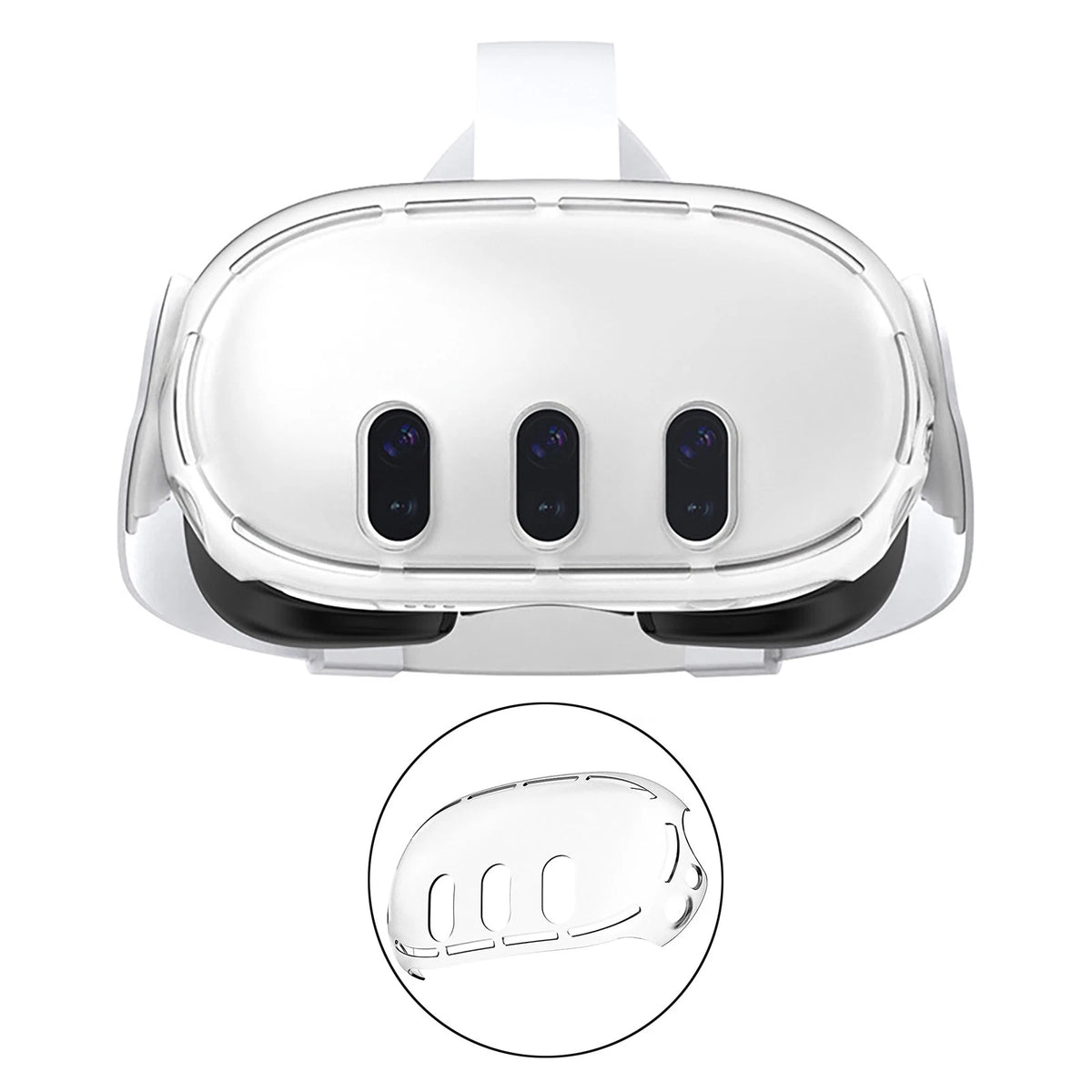 For Meta Quest 3 VR Helmet Protective Cover Transparent PC Case Anti-Collision