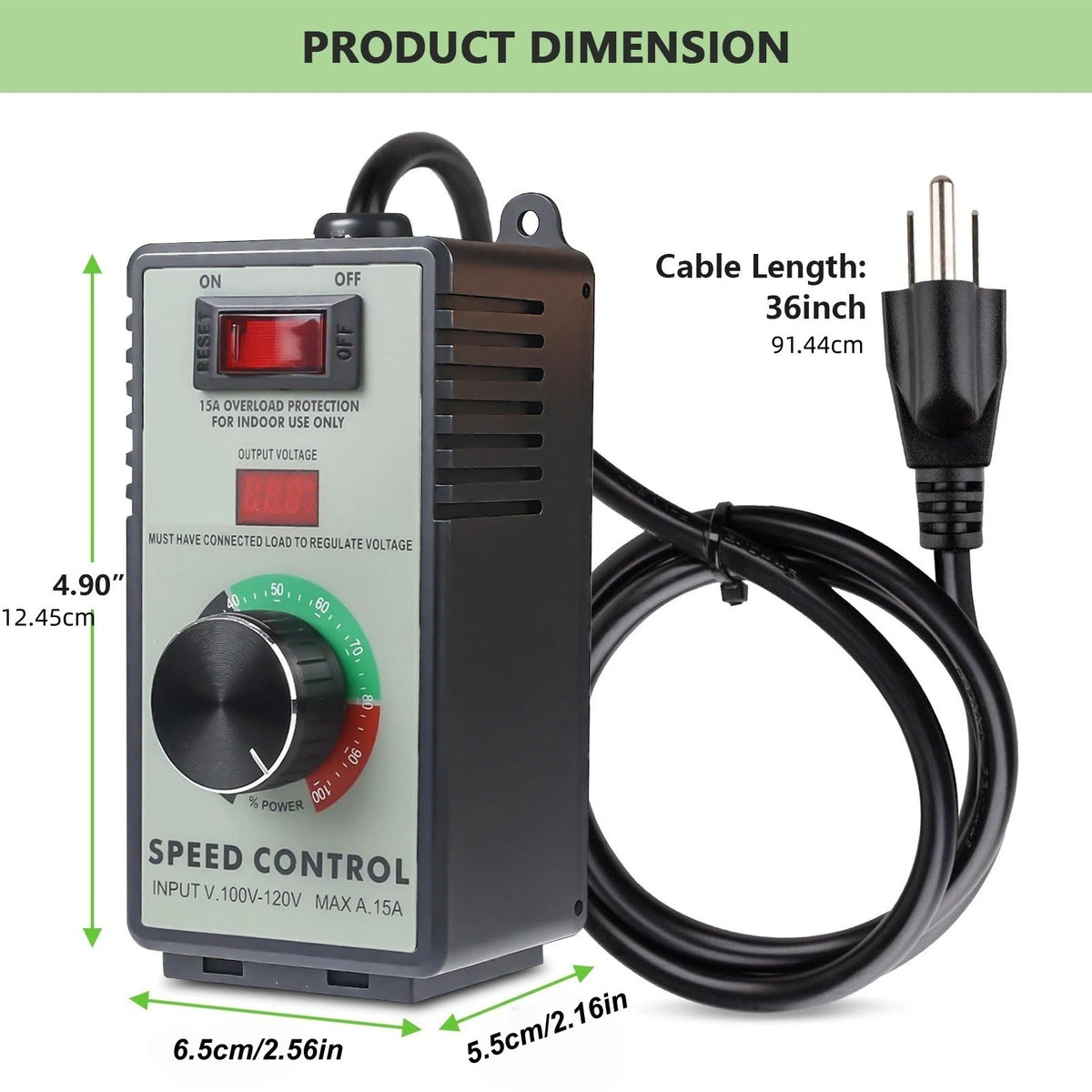 Professional AC Motor Speed Controller 120V for Inductive and Resistive Loads