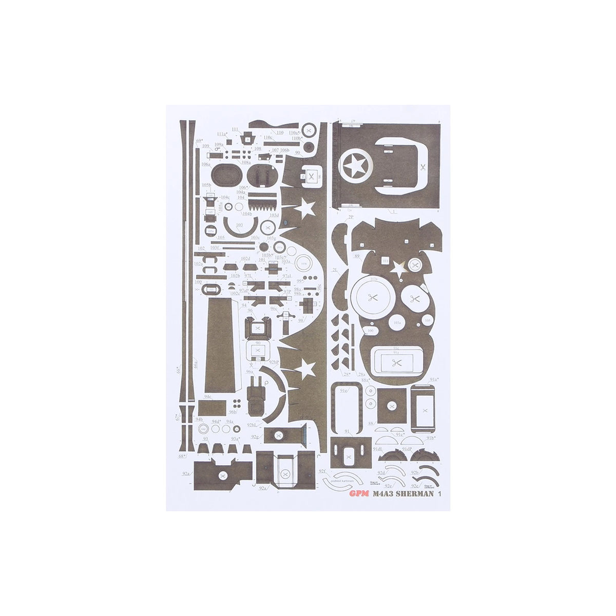 DIY 1/25 USA Sherman M4A3 Tank Paper Model Military Tank Paper Model Collection