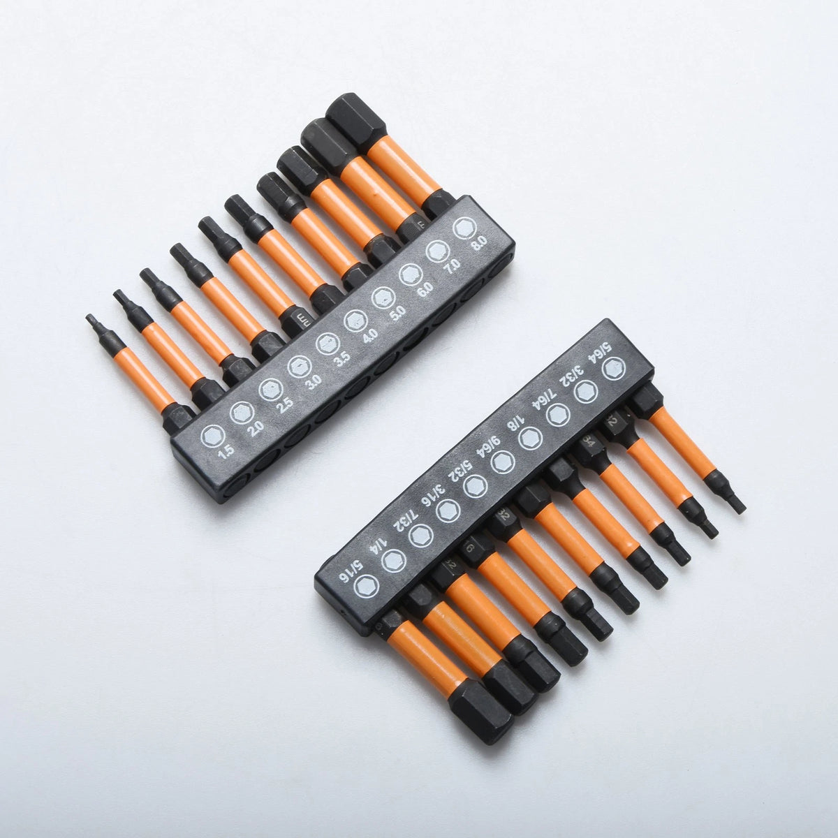 20-Piece Magnetic Hex Screwdriver Bit Set, Metric/SAE, CNC Machined, 1/4" Shank