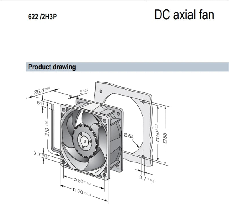 Ebmpapst 622/2H3P Axial Fan DC 12V 5.5W 9700RPM ??60*25MM Cooling Fan