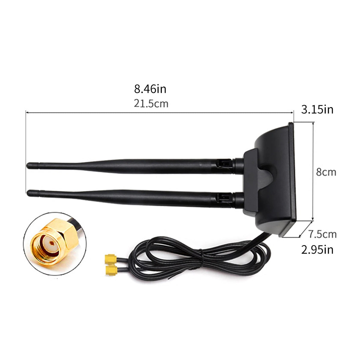 6dBi Dual Band 2.4GHZ 5GHz WiFi Wireless Antenna SMA Female Magnetic Base Cable