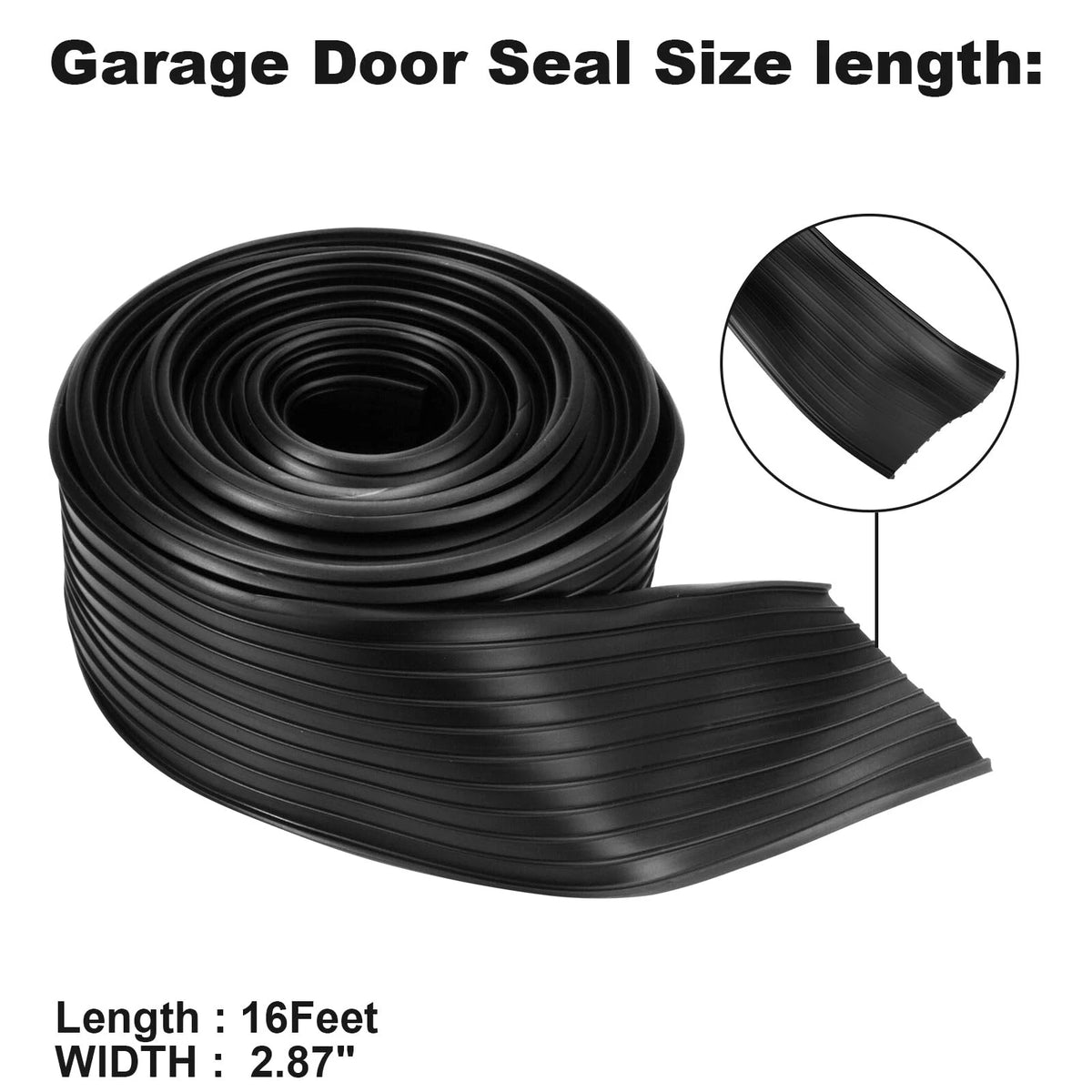 Garage Door Seal Bottom Rubber Replacement for Wayne Dalton 16 Feet, Black