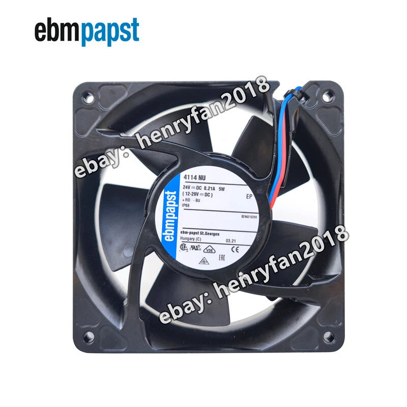 Ebmpapst 4114NU Axial Fan 24VDC 5W 0.21A 120*120*38MM 2-Wires IP68 Cooling Fan