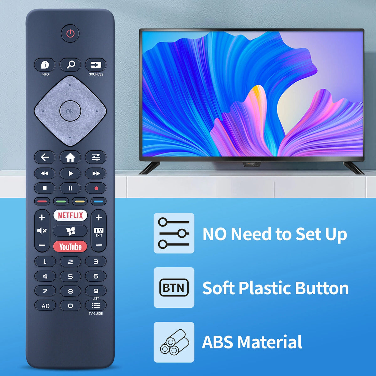 Replacement Remote Control For Philips TV BRC0884306/01 398GR10BEPHN0037BC
