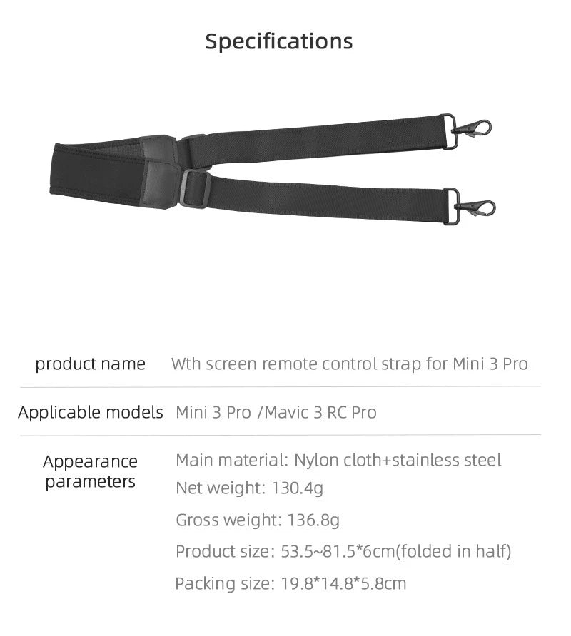 53.5-81.5cm Adjustable Hanging Neck Wider Lanyard Strap For DJI RC Pro/RC Drone