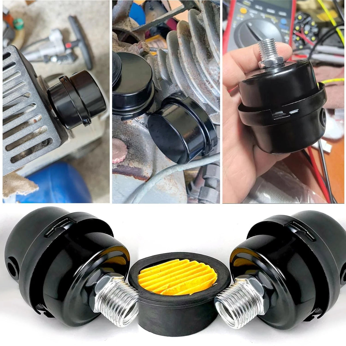 2 Pcs 1/2" Thread Air Compressor Silencer Filter, 20mm Metal Noise Muffler,...