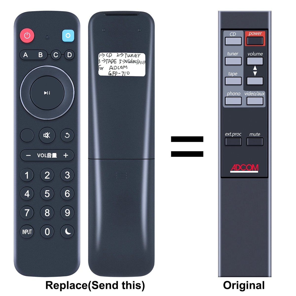 Replace Remote Control For Adcom GFP-710 2-Channel Analog Stereo Preamplifier