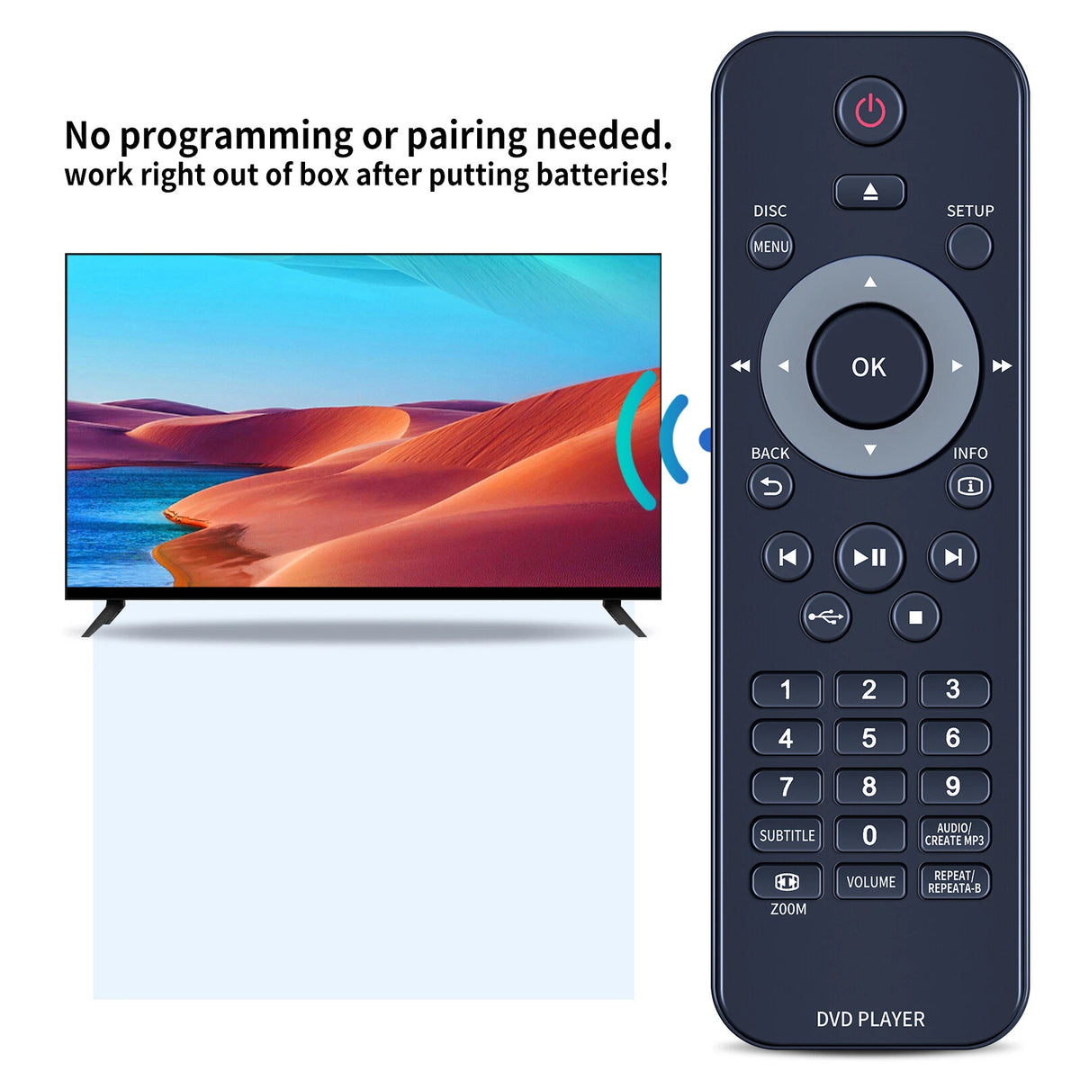 Replacement Remote Control For Philips DVD DVP3962 DVP3980,DVP3982