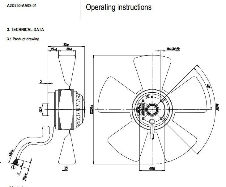 ebmpapst A2D250-AA02-01 axial fan AC 230/400V For Siemens spindle motor fan