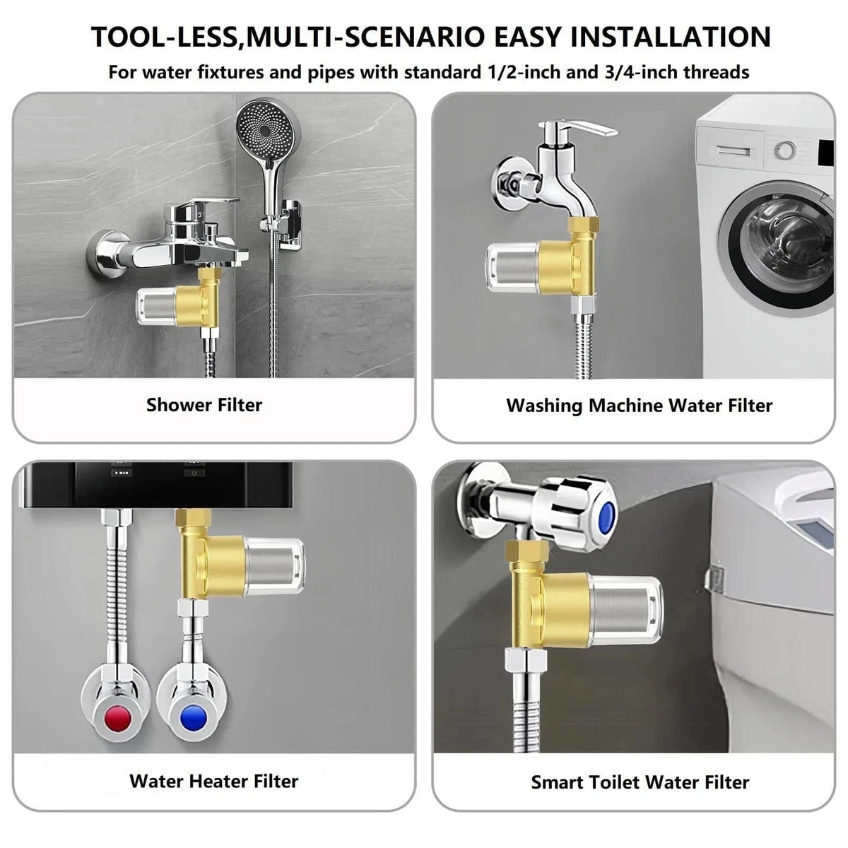 Brass Sediment Filter for Water Heater 40 Micron 1/2 Inch 3/4 Inch Clean Meshes