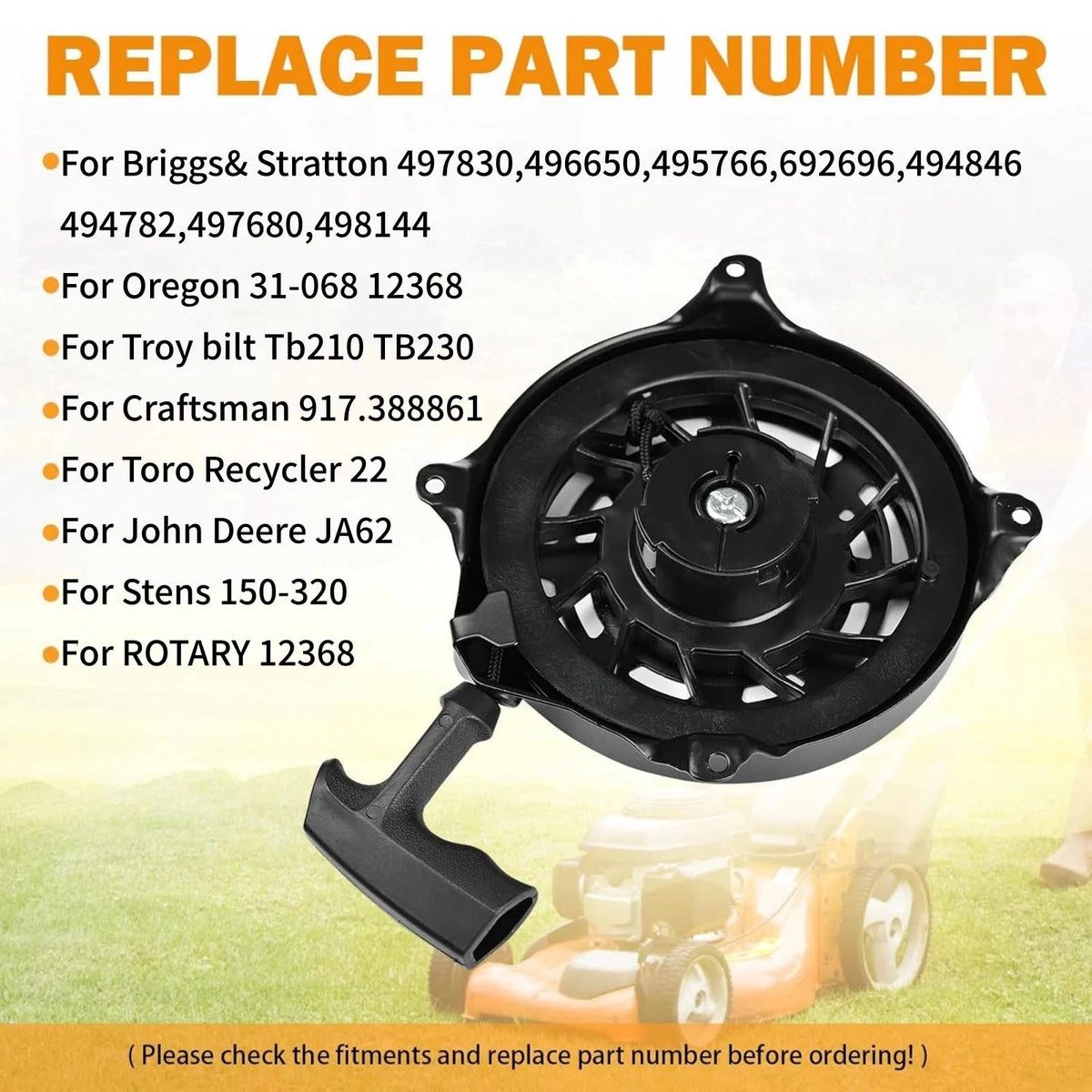 0647-01133-0 Recoil Pull Starter Fit For Generator For Briggs & Stratton 129H00