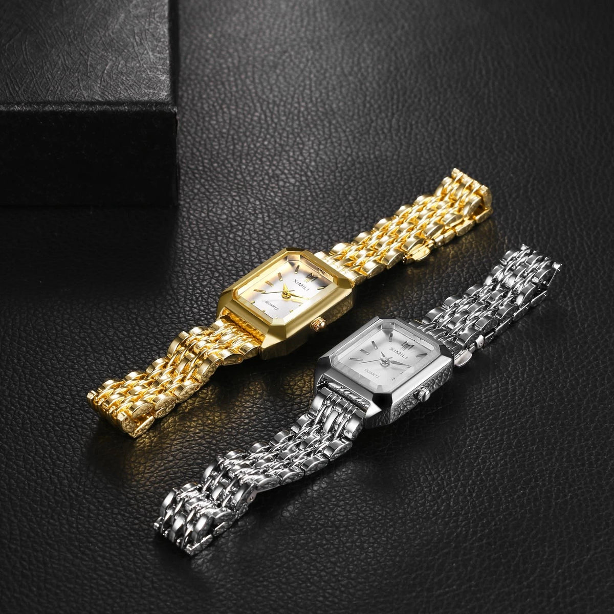 Avaner Women's Bracelet Square Watches: Gold Silver Stainless Steel