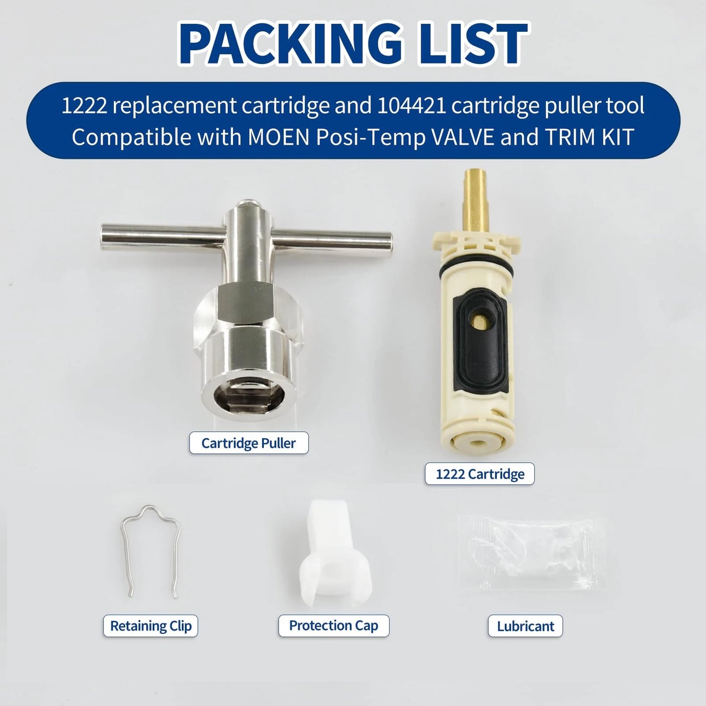 1222/1222B Cartridge Pressure Balancing with 104421 Removal Tool Chrome