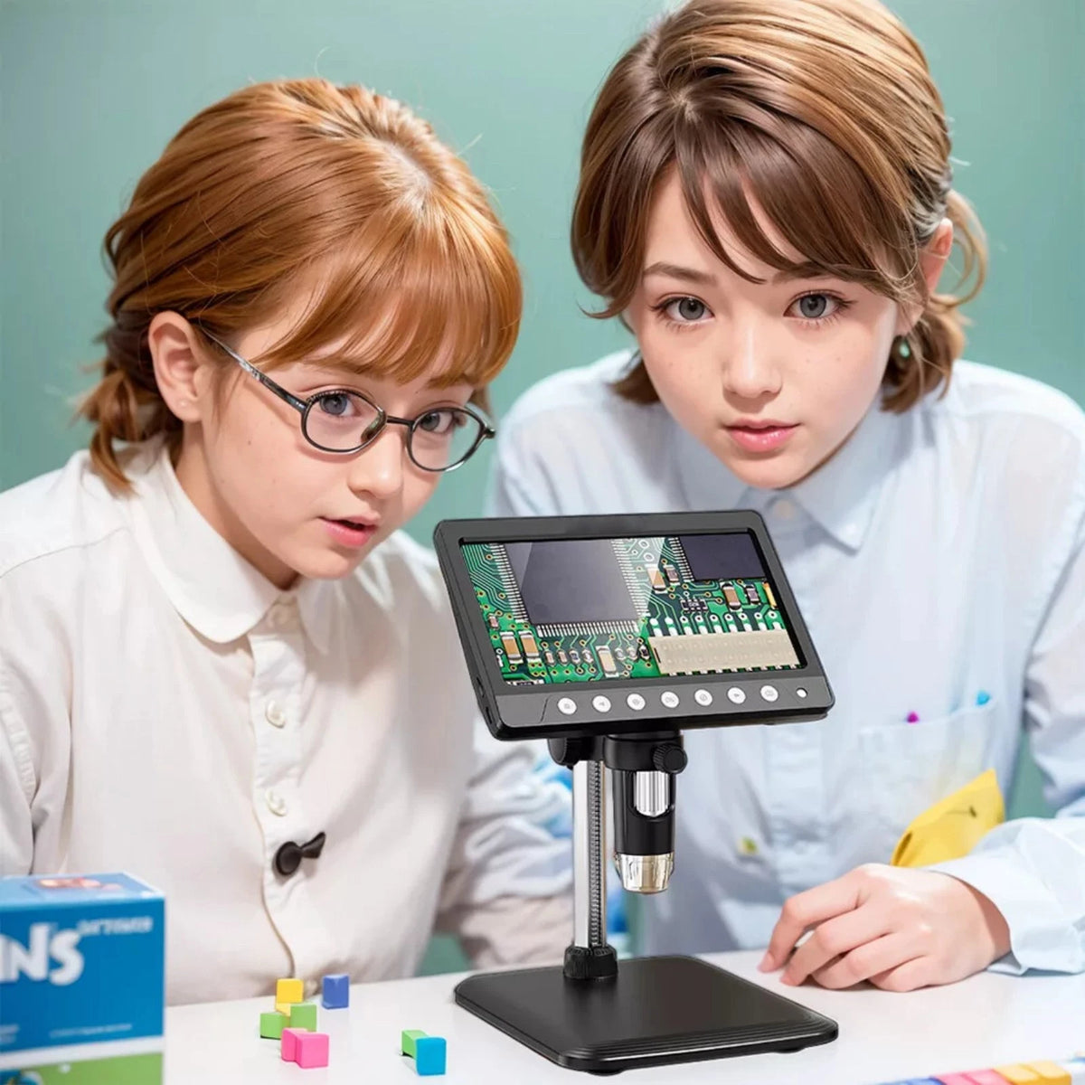 7 "IPS Screen Digital Microscope 1200X 1080P Video Focusing Microscope Tool
