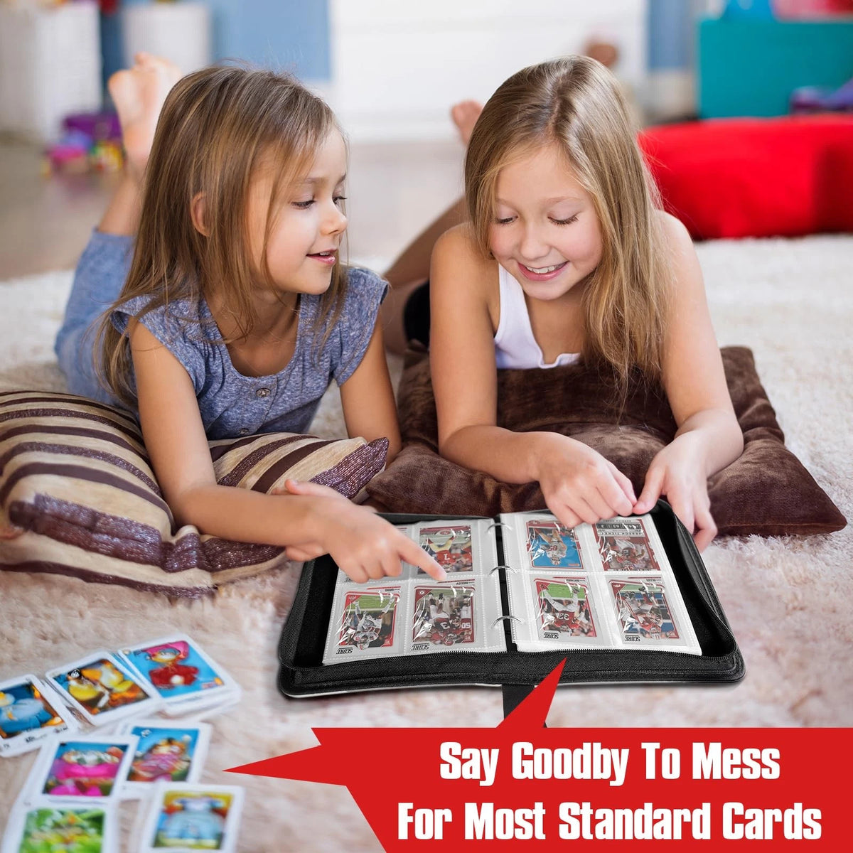Baseball Trading Card Binder 4 Pocket Gifts for 400 Pockets, Baseball-red