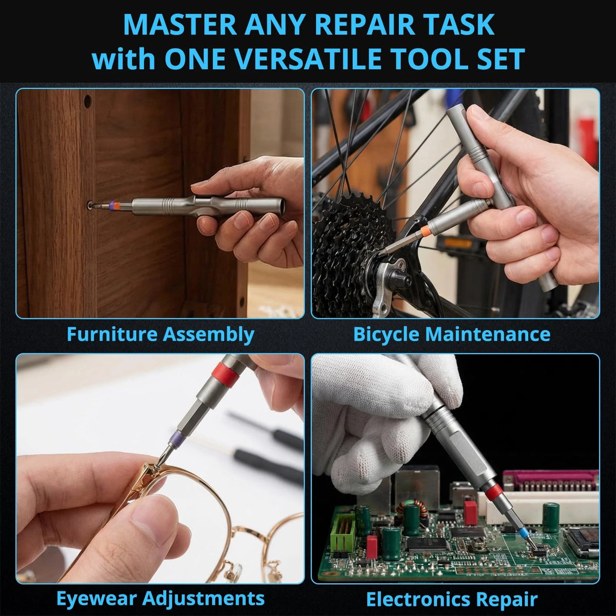 50 in 1 Magnetic Ratchet Screwdriver Set, Multi Bit Ratcheting Black