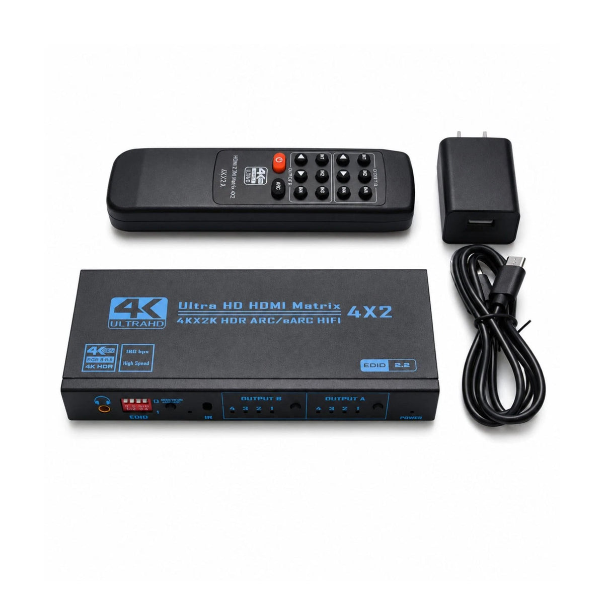 4K 60Hz HDMI Matrix Switcher Splitter 4 In 2 Out For Apple TV For Fire Stick