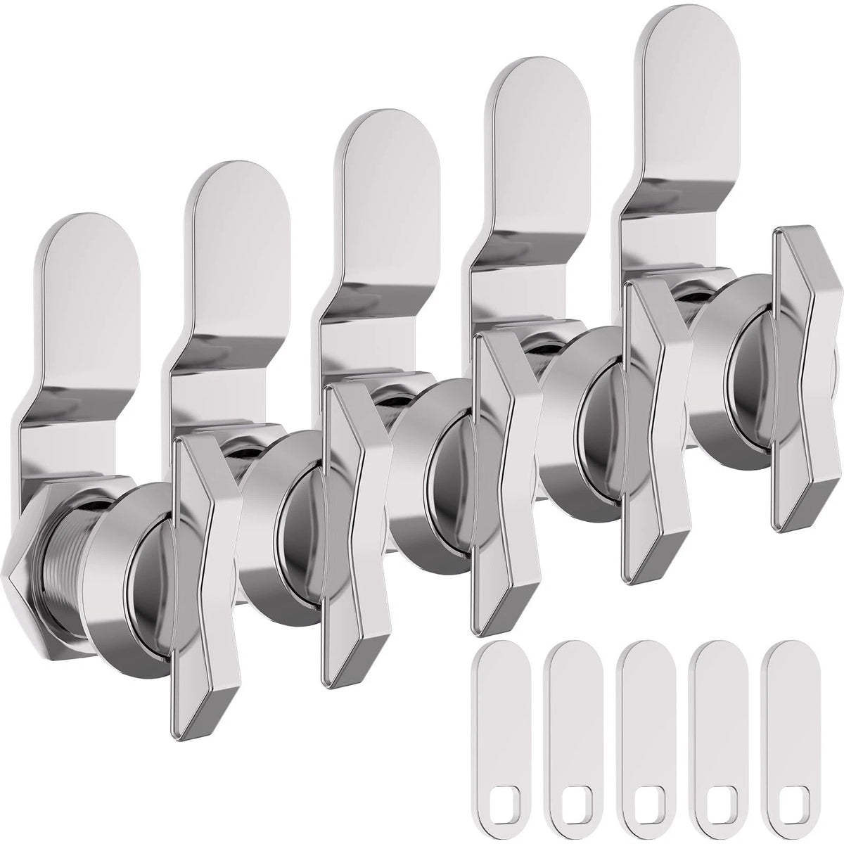 BEBOBLY 5/8 Inch Thumb Operated Offset Cam Lock, 5Pcs Keyless Silver