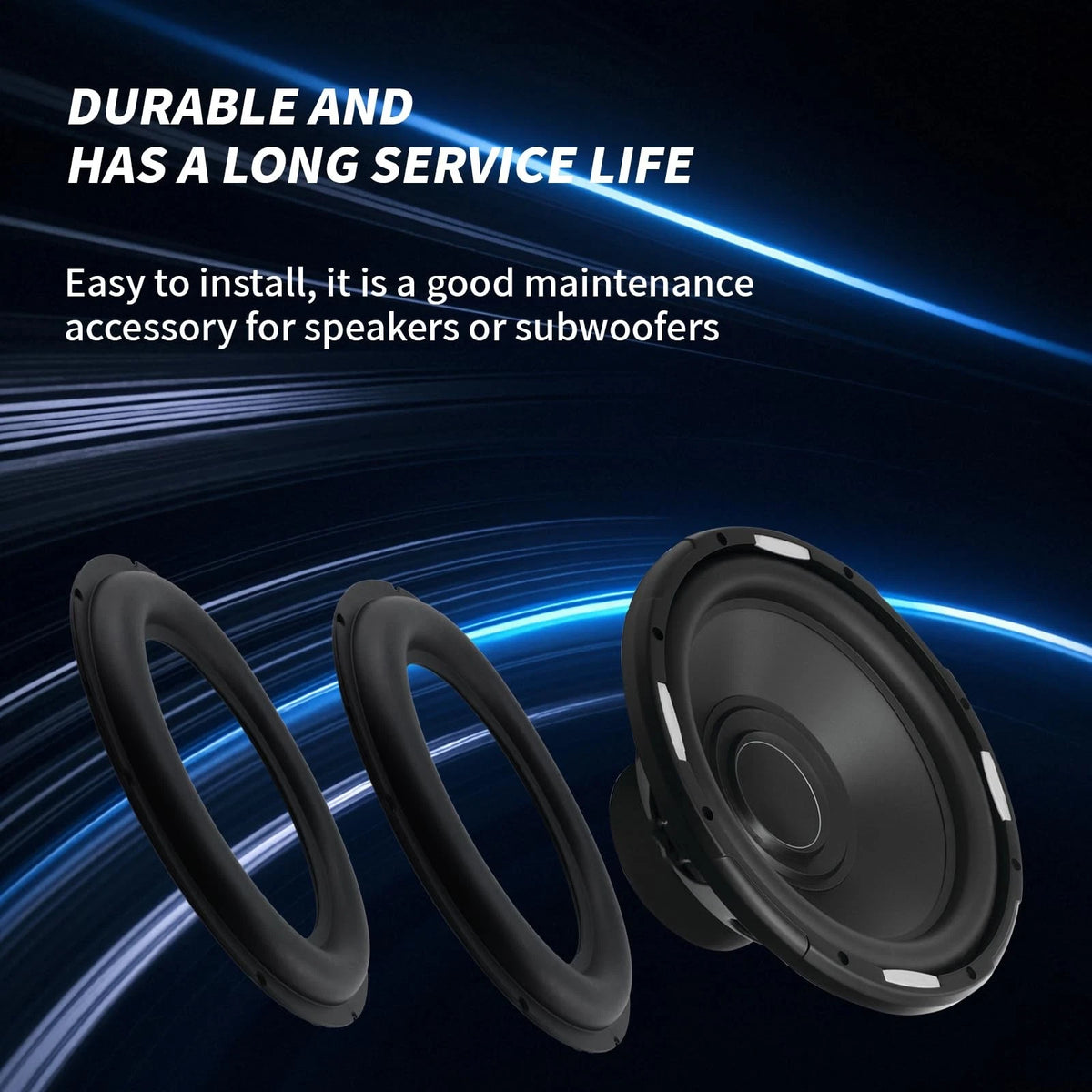 Dnyta 2 Pcs 10" Perforated Rubber Speaker Foam Edge Surround 10 inch, Black