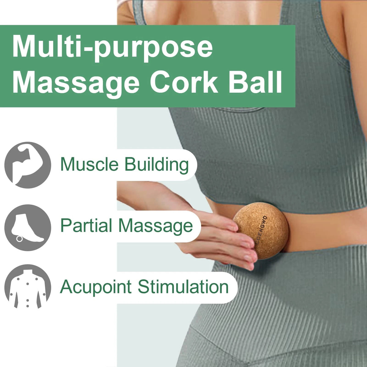COENGWO Cork Massage Ball, Myofascial Release Yoga 3 Inch(No Bag)