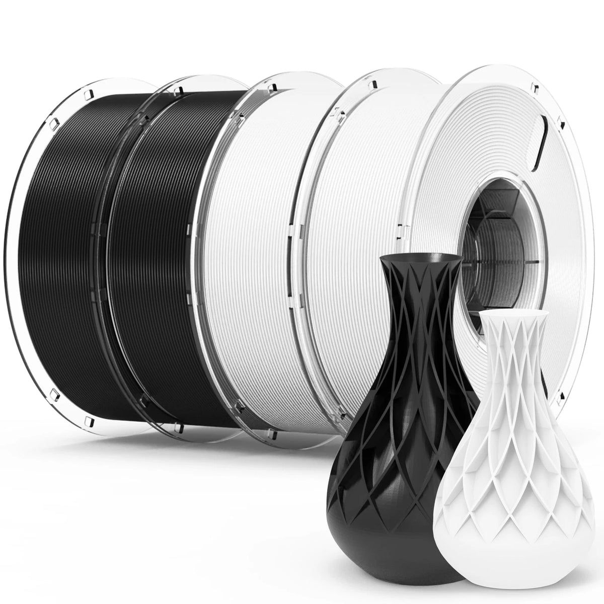 RAMBERY White Black PLA + 3D Printer Filament Bundle 4KG 4kg, Pla+ White-black