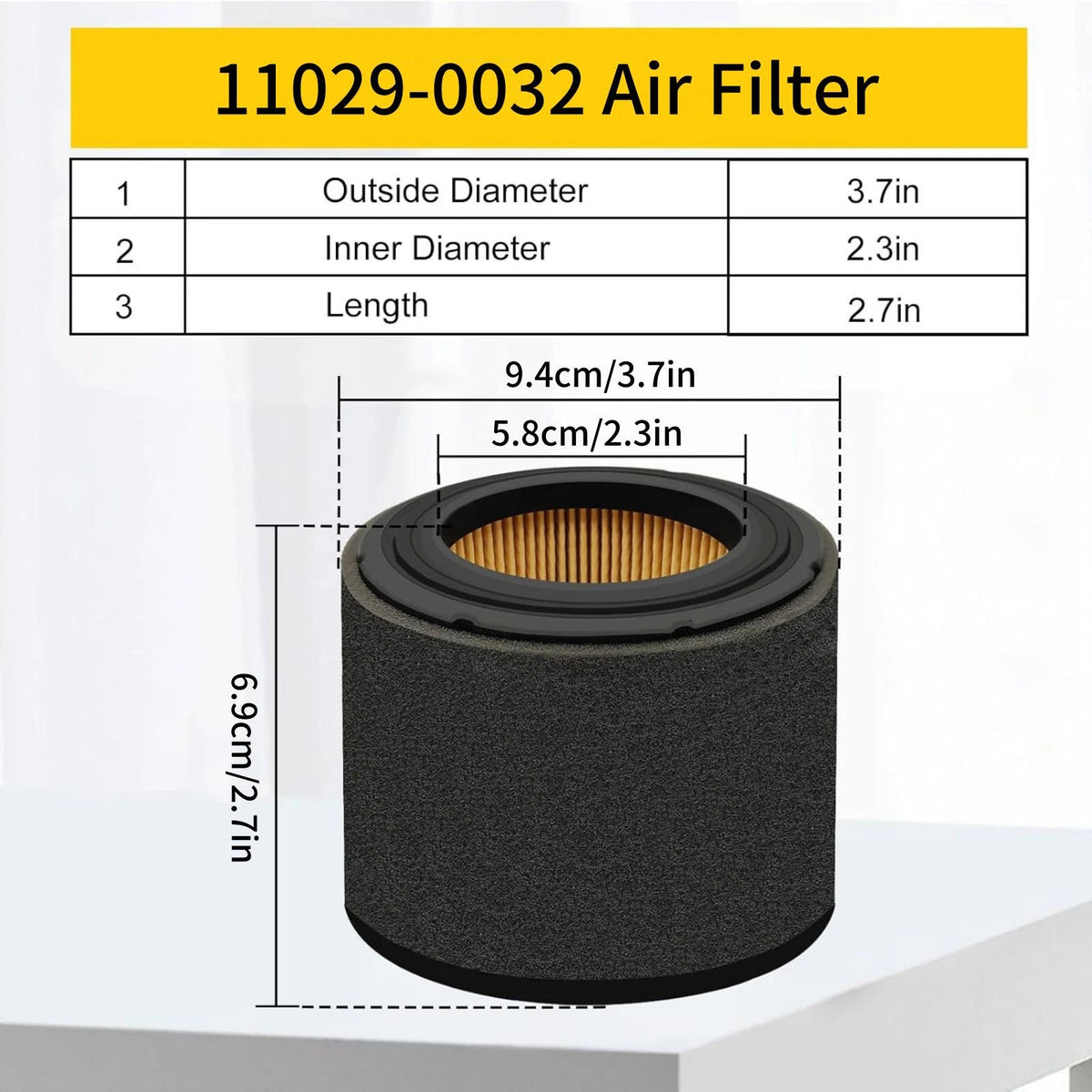 6* Air Filter For Kawasaki FJ180V AS30, FJ180V AS31 Replace For 11029-0049