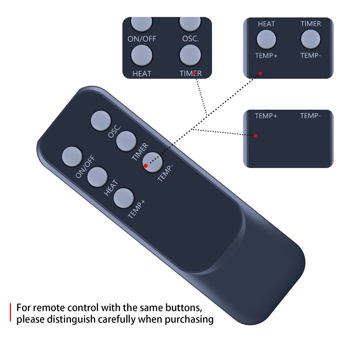 Remote Control For YOPOWER 2000W Ceramic Heater