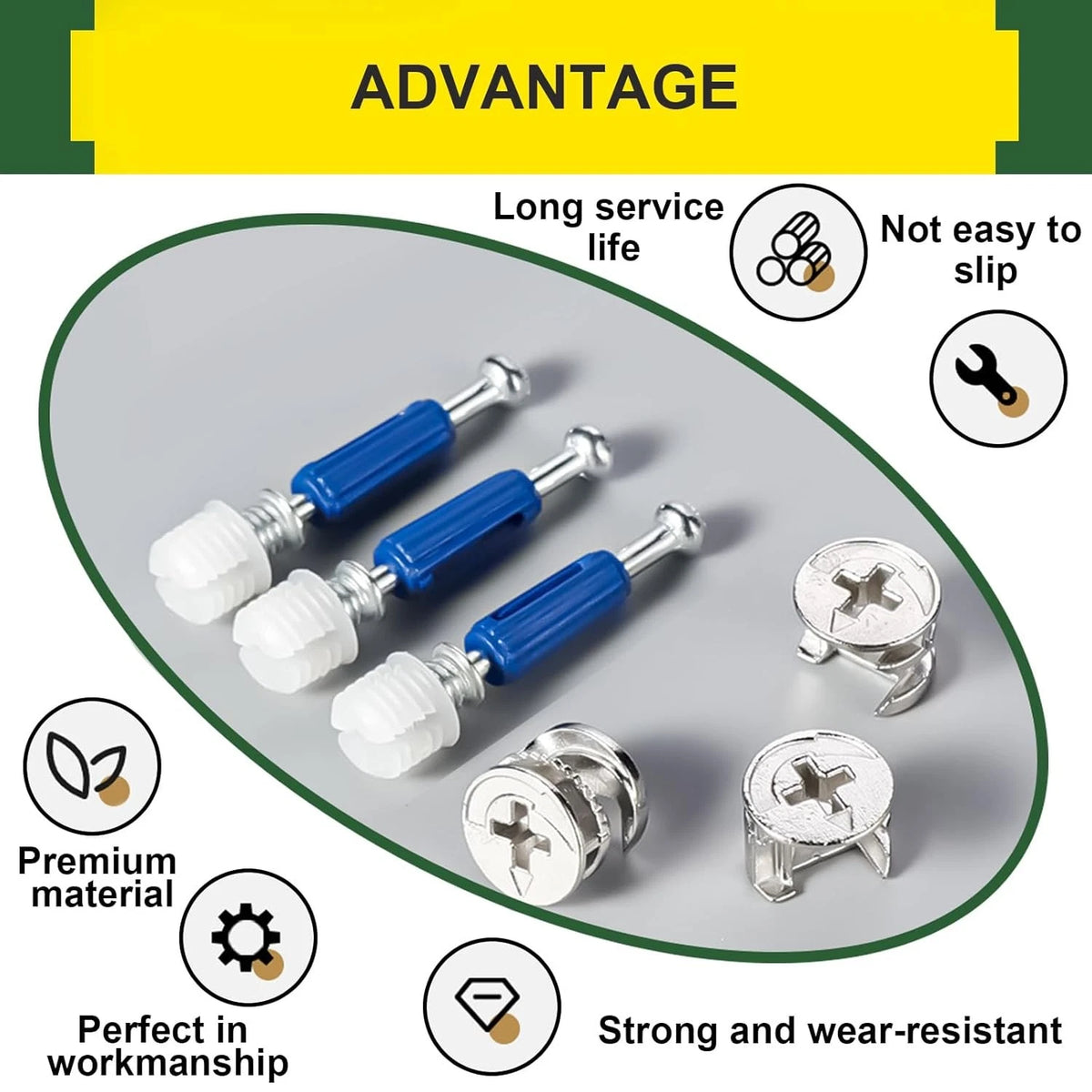 115PCS Cam Locks for Furniture,3-in-1 Eccentric Hardware 115pcs, Silver