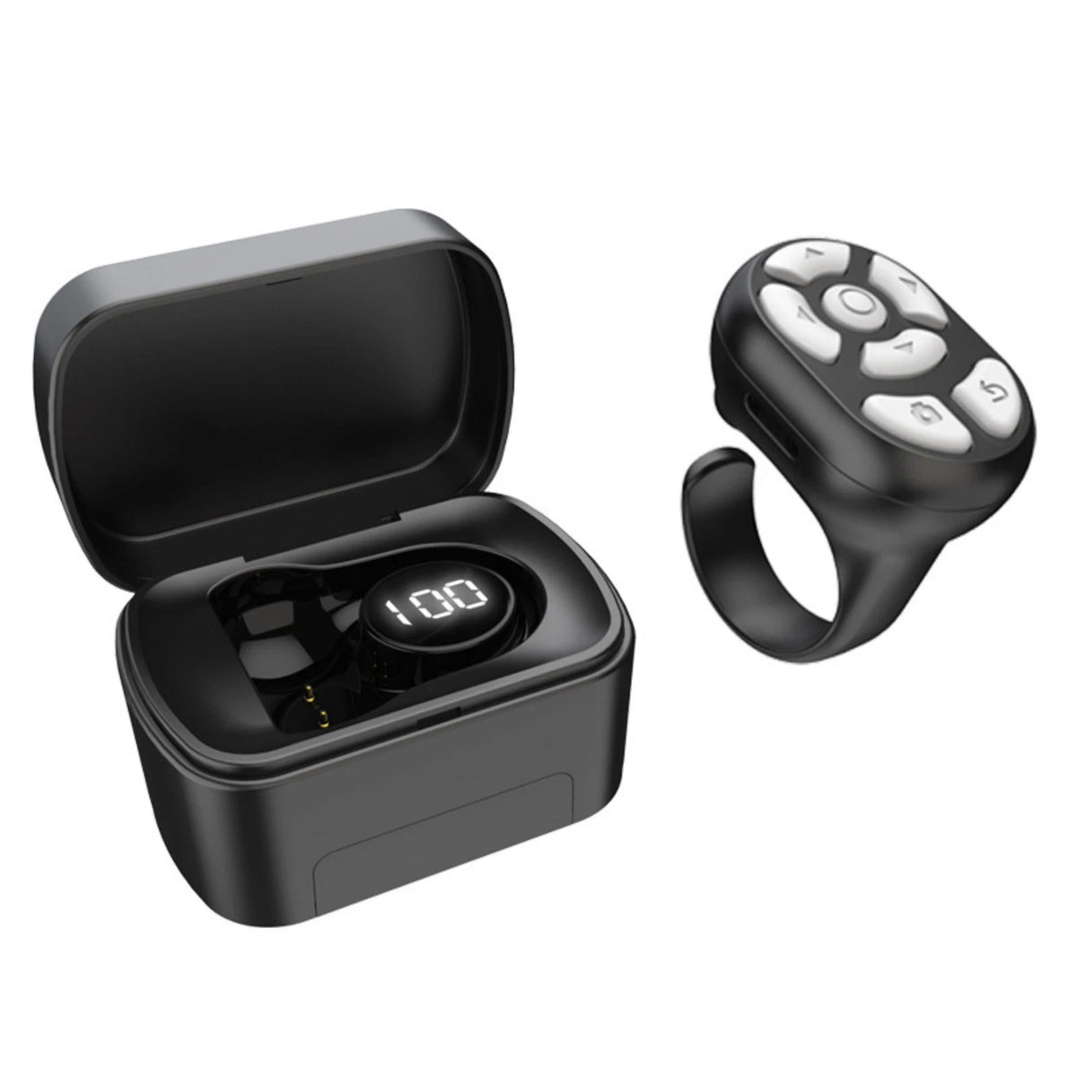 Mobile Phone Bluetooth Remoter Ring W/Charging Bin Efficient E-book Page Turner