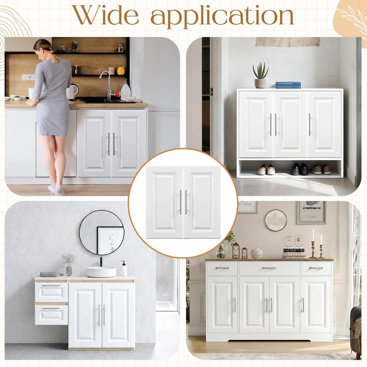 Memorywuu 2 Pcs Built-in Cabinet Doors with 12 x 24 Inch, white and sliver