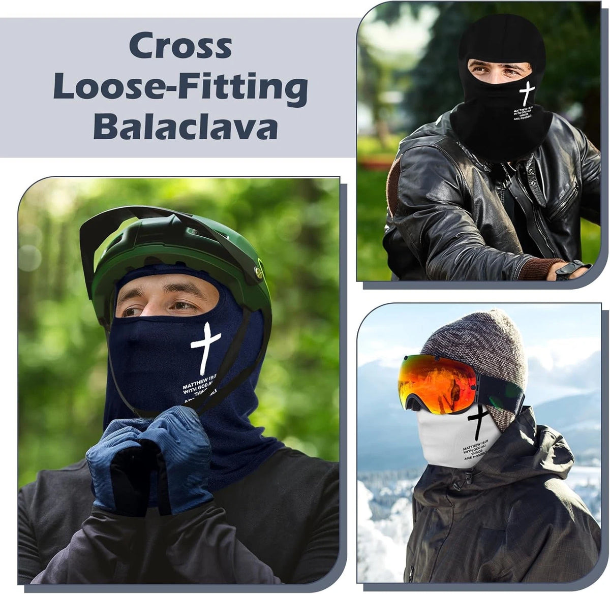 4 Pcs Football Cross Ski Mask Full Face Cover Faith Christian Balaclava...