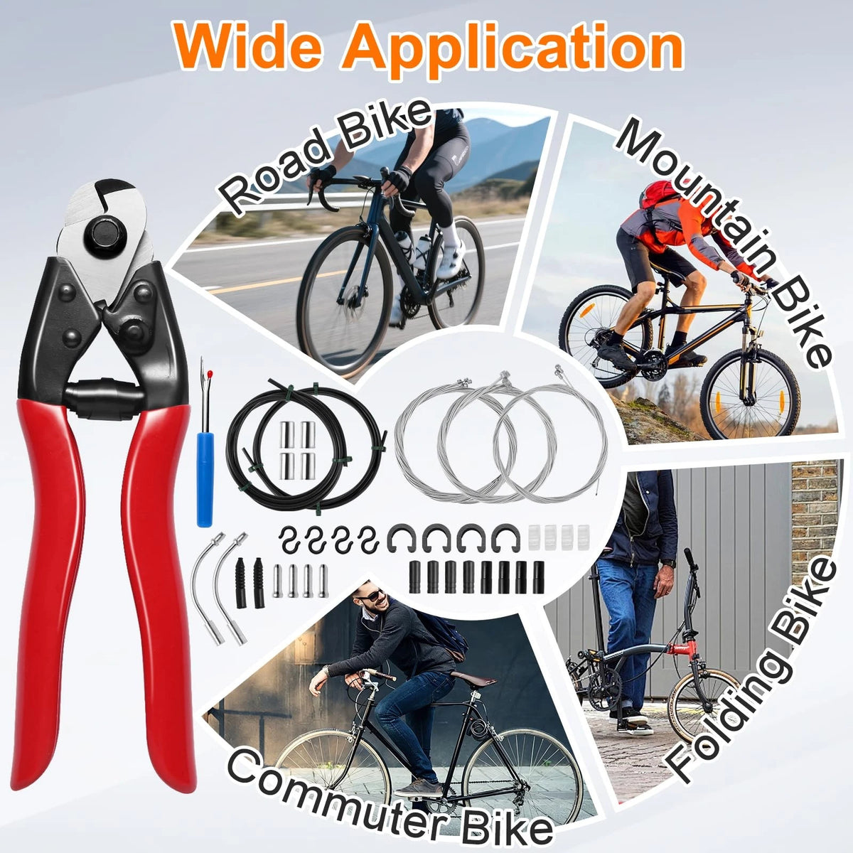 Bike Brake Cable Kit with Stainless Steel Cutter, Black