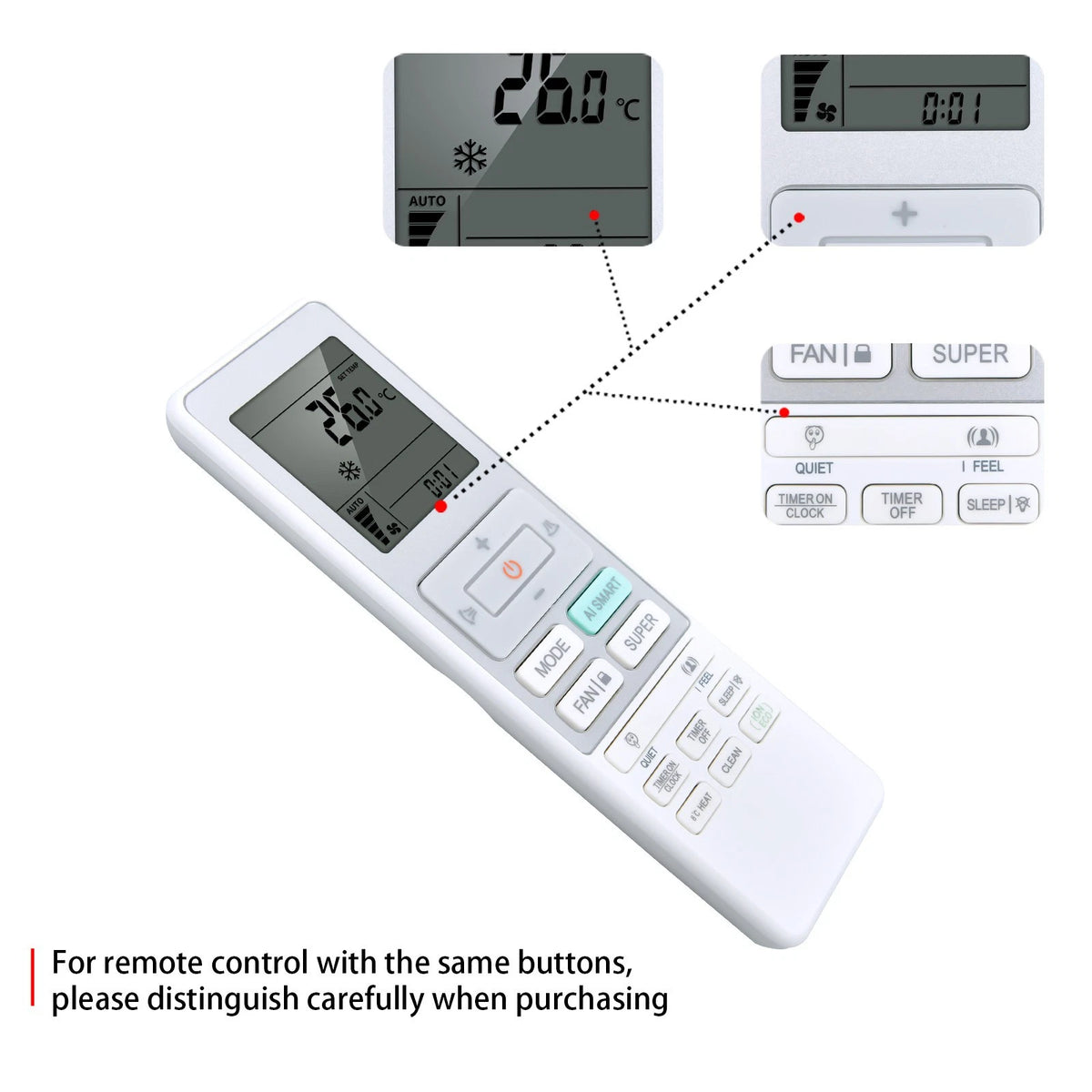 Replace Remote Control For Hisense RCH-RTY5-0 Air conditioner