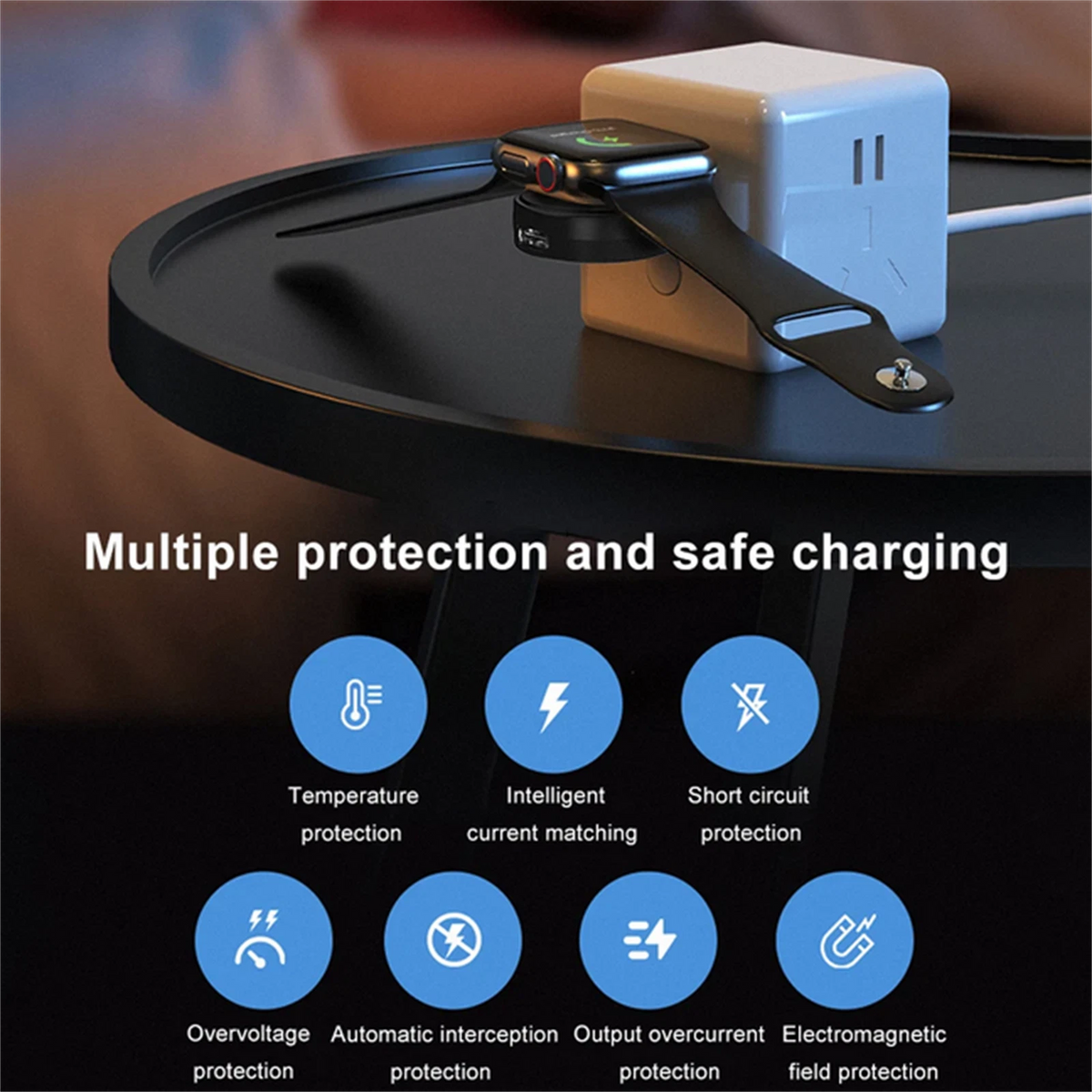 1Pc Black Wireless USB Type-C Charging Dock For Apple Watch 8 7 6 5 4 3 2 1