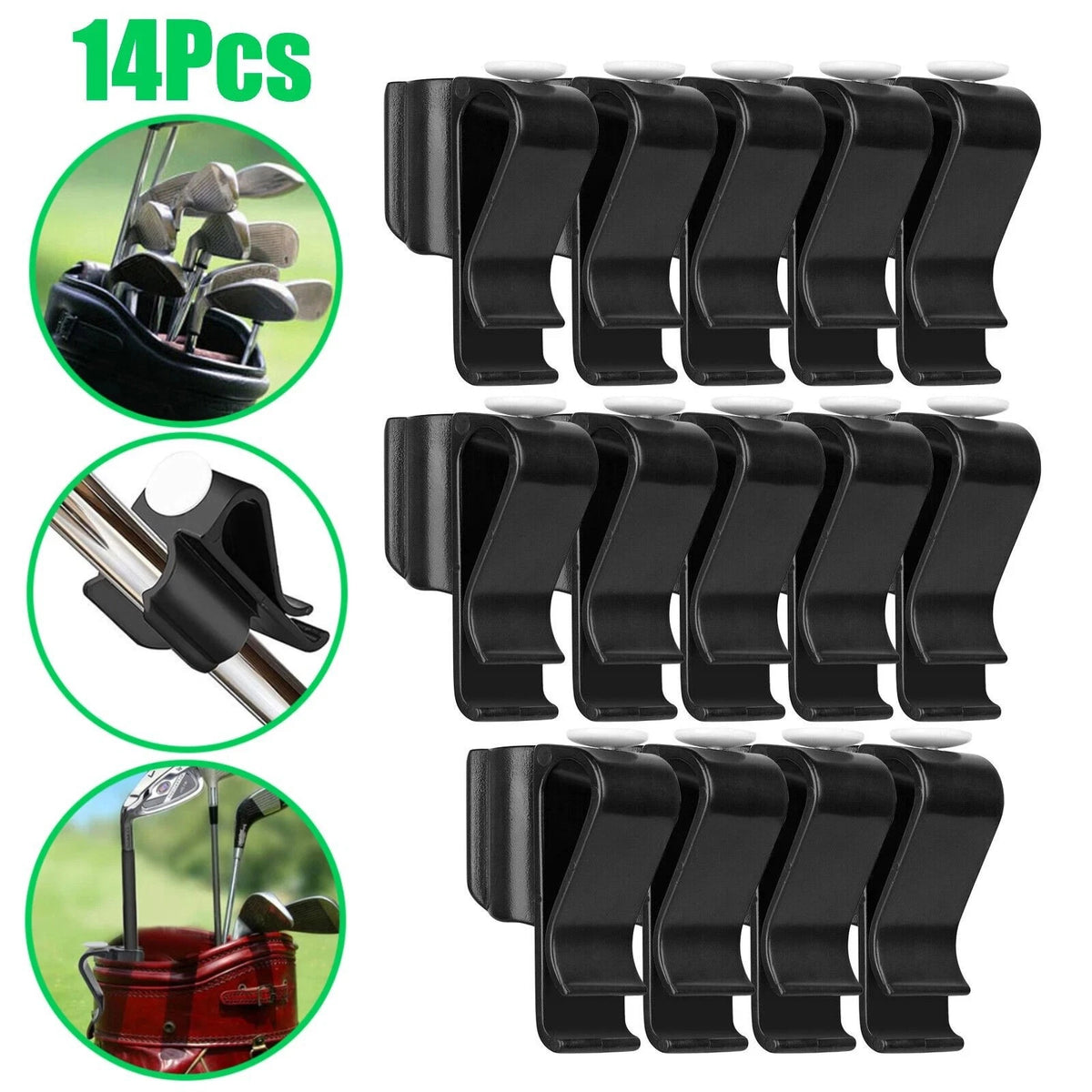 14pcs Plastic Golf Club Clip For Bag Putter Holder Iron Driver Ball Marker White