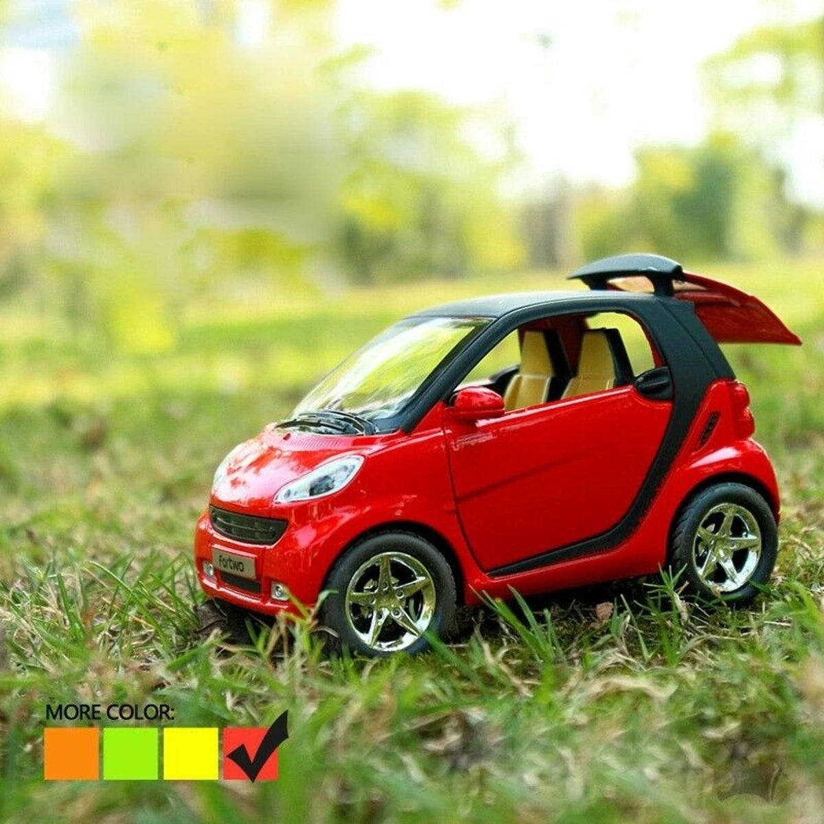 1:32 Red Model Car Toy Vehicle Kid Gift With Sound&Light Effect For Smart ForTwo