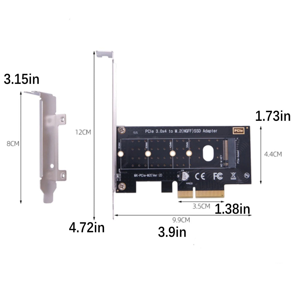 M.2 NVME SSD To PCIe 3.0 X4 Adapter Card Desktop Expansion Conversion Card