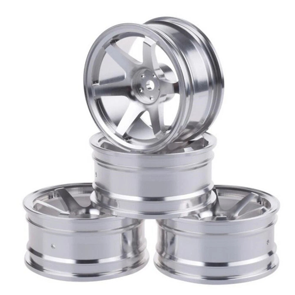 4Pcs Silver Aluminum Alloy Wheel Rims Hub For 1/10 RC Car Crawler Replacement hq