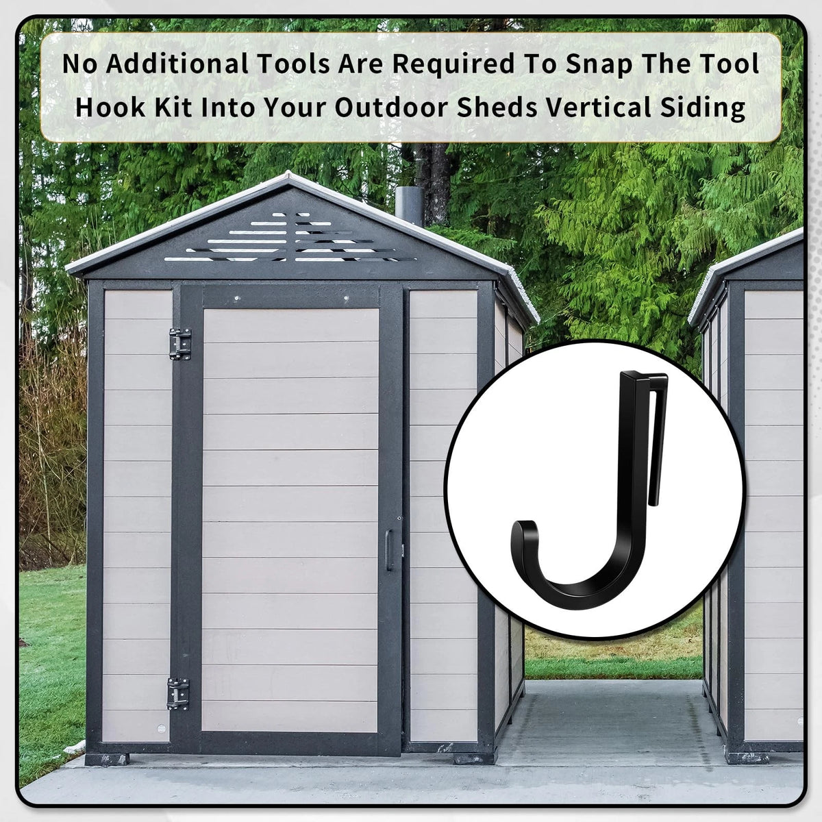 Qiyaz 4 Pcs J Tool Hooks Plastic Multi Purpose Shed Accessories for Black