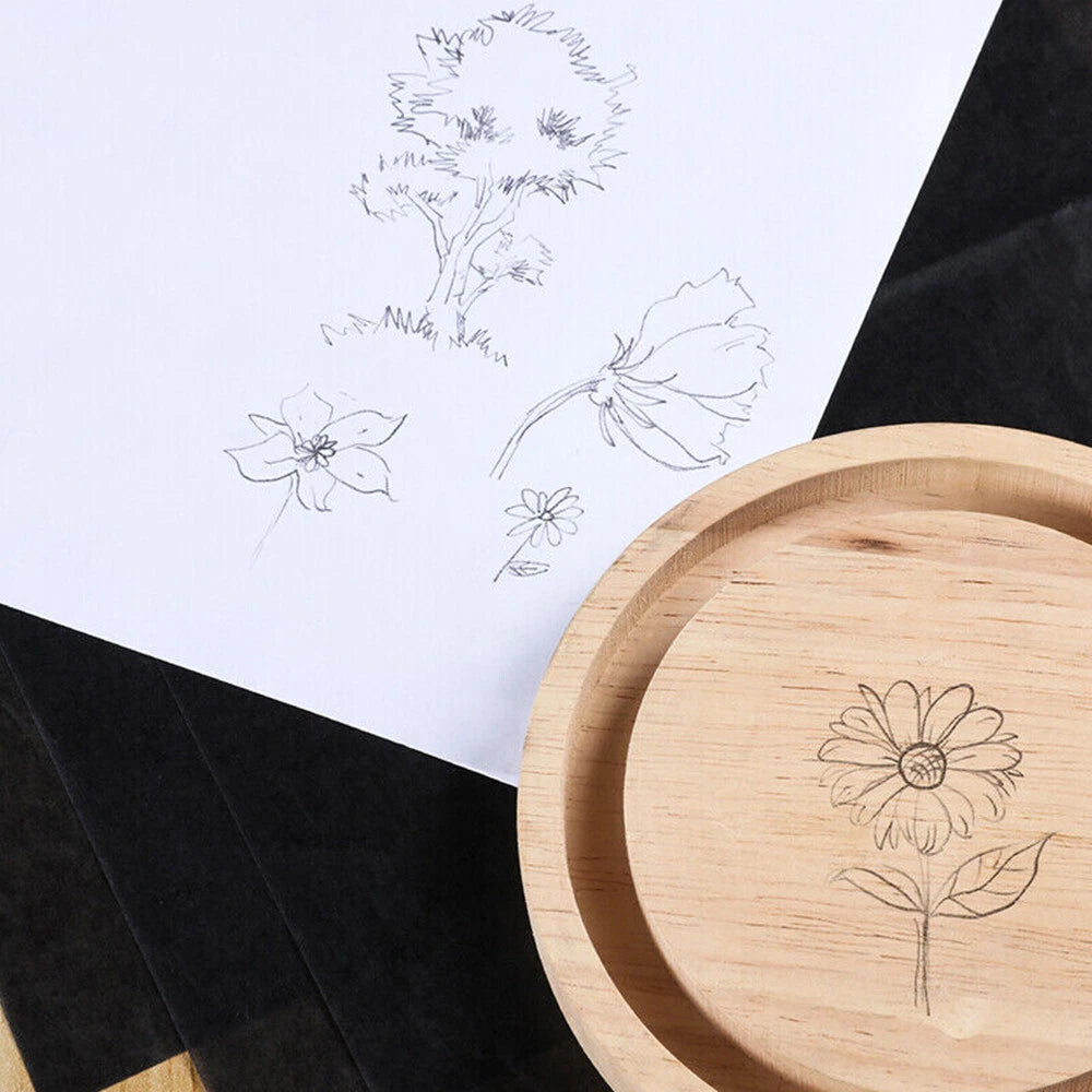 100 Sheets Black Carbon Transfer Tracing Graphite Paper for Wood Carving Canvas