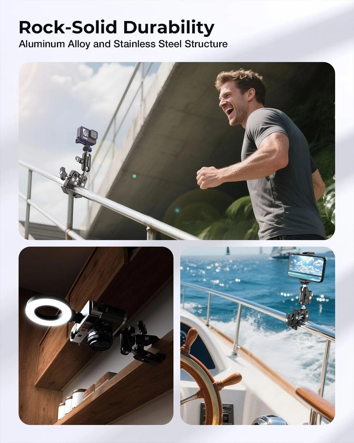 Super Clamp Camera Mount, 360° Dual Ballhead Magic Arm, 1/4"-20 & Black