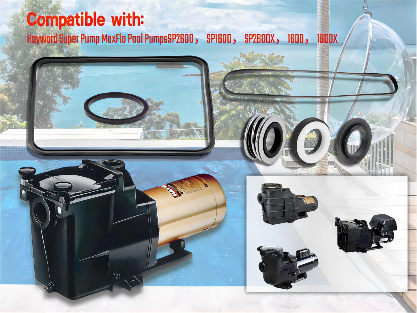 HCLLPS Super Pump Seal Replacement for Hayward Go Kit 3. All 3 Gaskets &...
