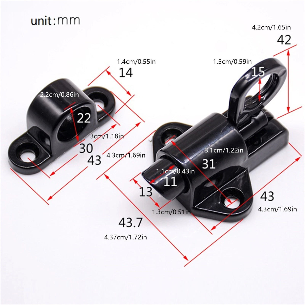 Black Aluminium Alloy Spring Door Lock with Automatic Locking Mechanism E