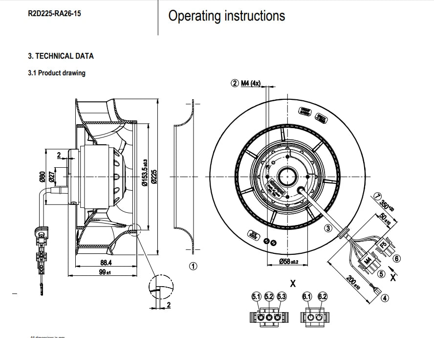 Ebmpapst R2D225-RA26-15 Centrifugal Fan AC 400/460V 0.27/0.33A Inverter Fan