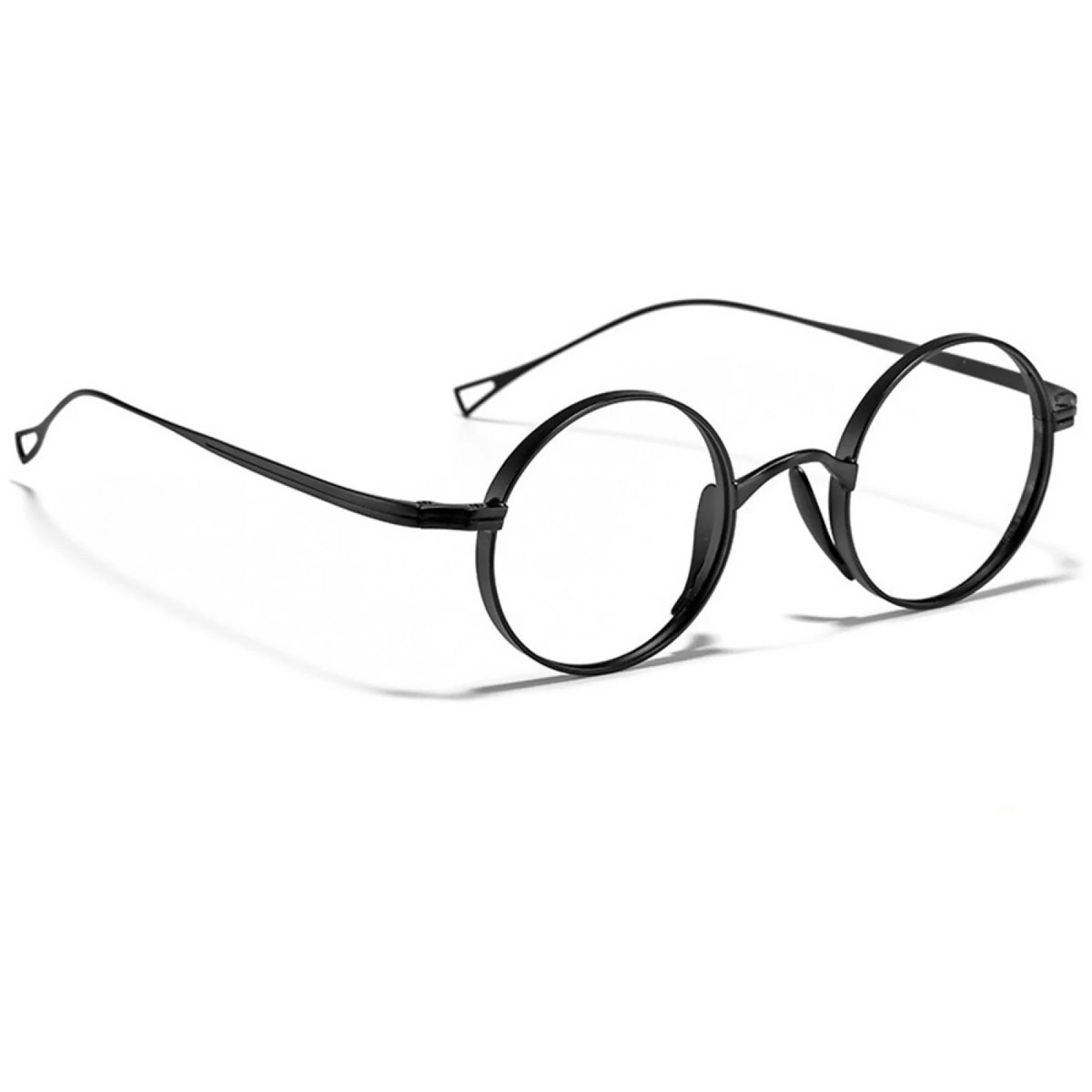 Unisex Classic Titanium Retro 45mm Round Eyeglasses Frames Fashion Black nq
