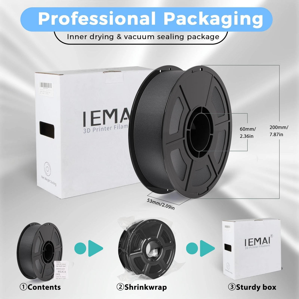 IEMAI Carbon Fiber PETG Filament 1.75mm CF, Petg Cf Matte Black 1kg