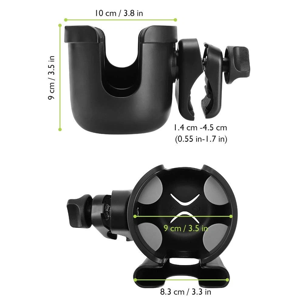 Accmor Stroller Cup Holder with Phone Holder, 1 Count (Pack of 1), All Black